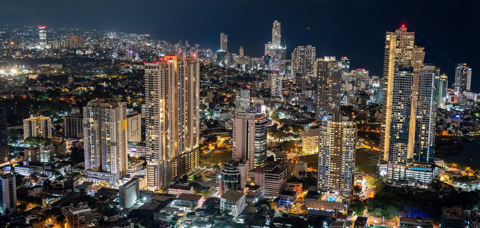 The Colombo city skyline at night